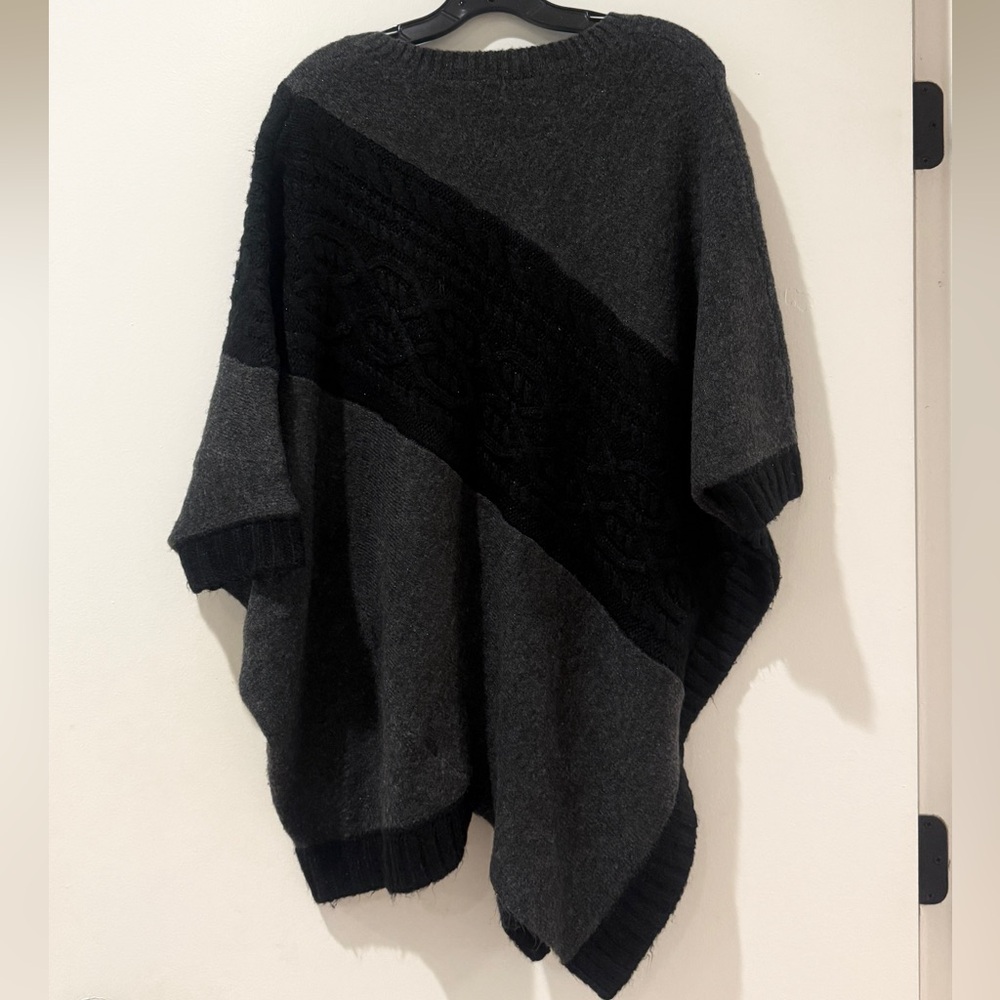 Simply Vera Vera Wang Black and Gray Poncho Sweater